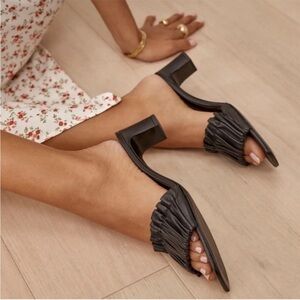 Reformation Shereen black ruched mules